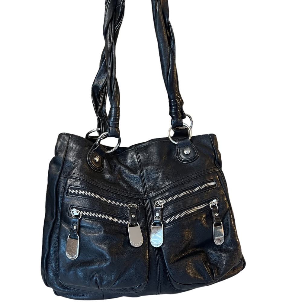 B. Makowski Black Leather Bag